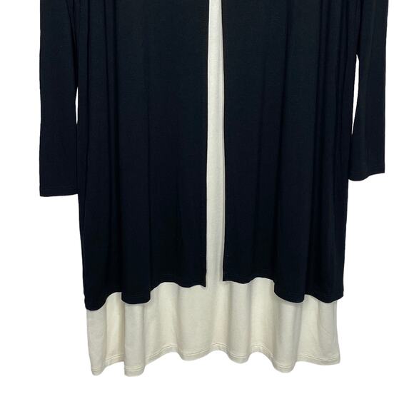 J Jill Wearever Collection Womens Size Medium Layered Tunic Top Black Cream - Picture 4 of 8